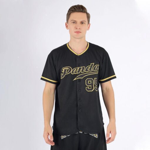 Custom Black Black-Old Gold Authentic Baseball Jersey Suit for daily life, Fabric: 95% polyester and 5% spandex, Regular fit, Stitch Color: automatically matched based on patterns