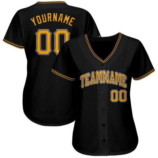 Custom Black Gold-White Baseball Jersey Suit for daily life, Fabric: 95% polyester and 5% spandex, Regular fit, Stitch Color: automatically matched based on patterns