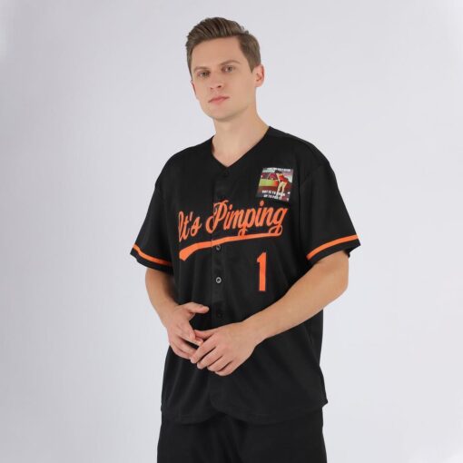 Custom Black Orange Baseball Jersey Suit for daily life, Fabric: 95% polyester and 5% spandex, Regular fit, Stitch Color: automatically matched based on patterns